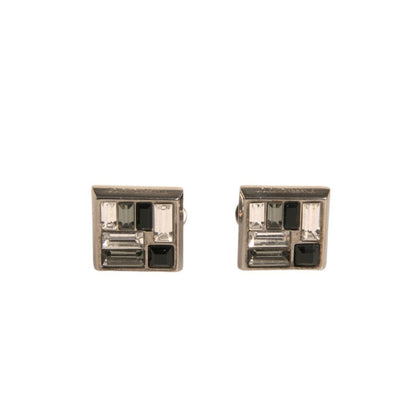 Dolce & Gabbana Silver Plated Brass Pin Crystal Cufflinks