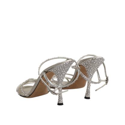 Dolce & Gabbana Silver Strass Ankle Strap KEIRA Sandals Shoes