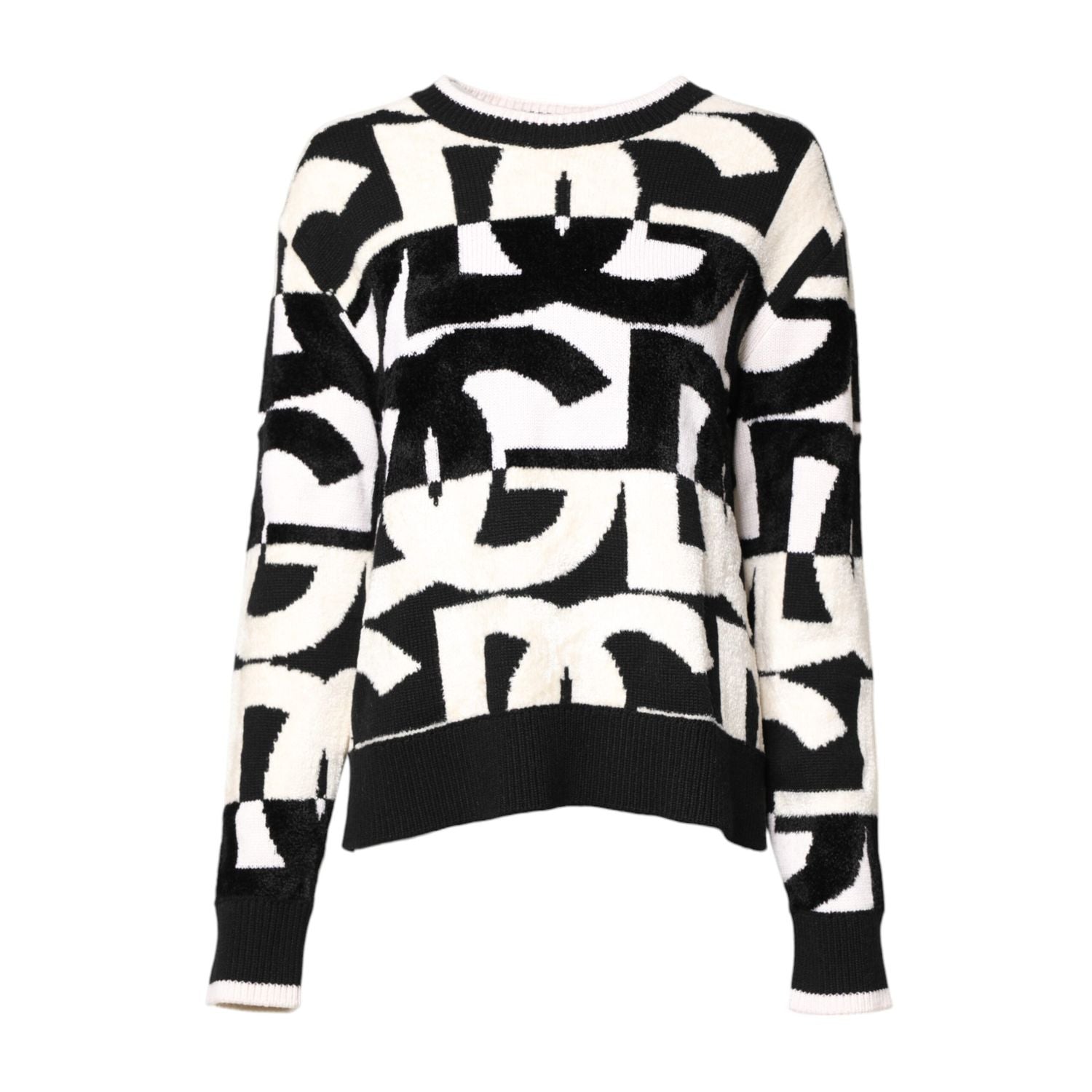 Dolce & Gabbana White Black Logo Print Women Pullover Sweater