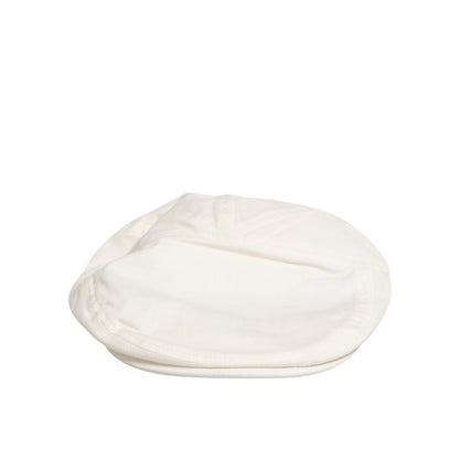 Dolce & Gabbana White Cotton Blend Leather Trim Flat Men Cap Hat