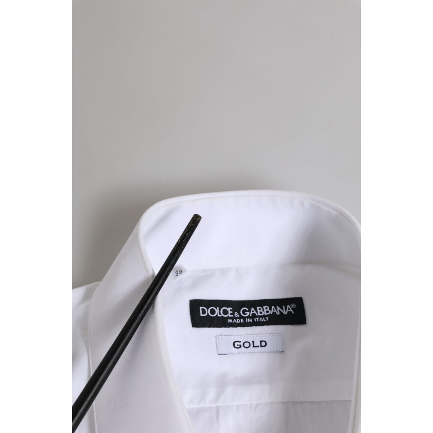 Dolce & Gabbana White Cotton GOLD Long Sleeves Dress Men Shirt