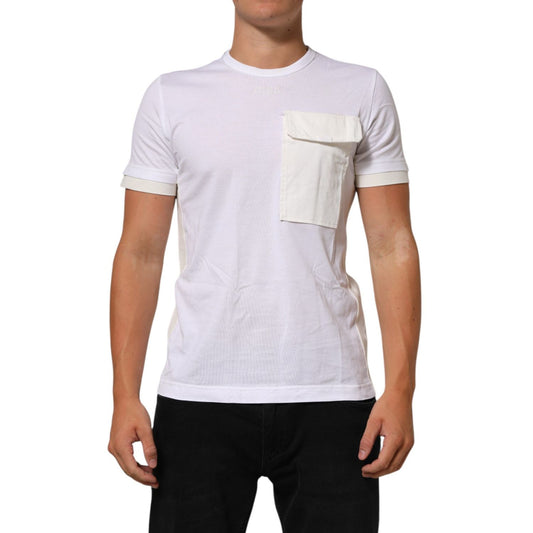 Dolce & Gabbana White Cotton Pocket Crew Neck Men Tee T-shirt Dolce & Gabbana