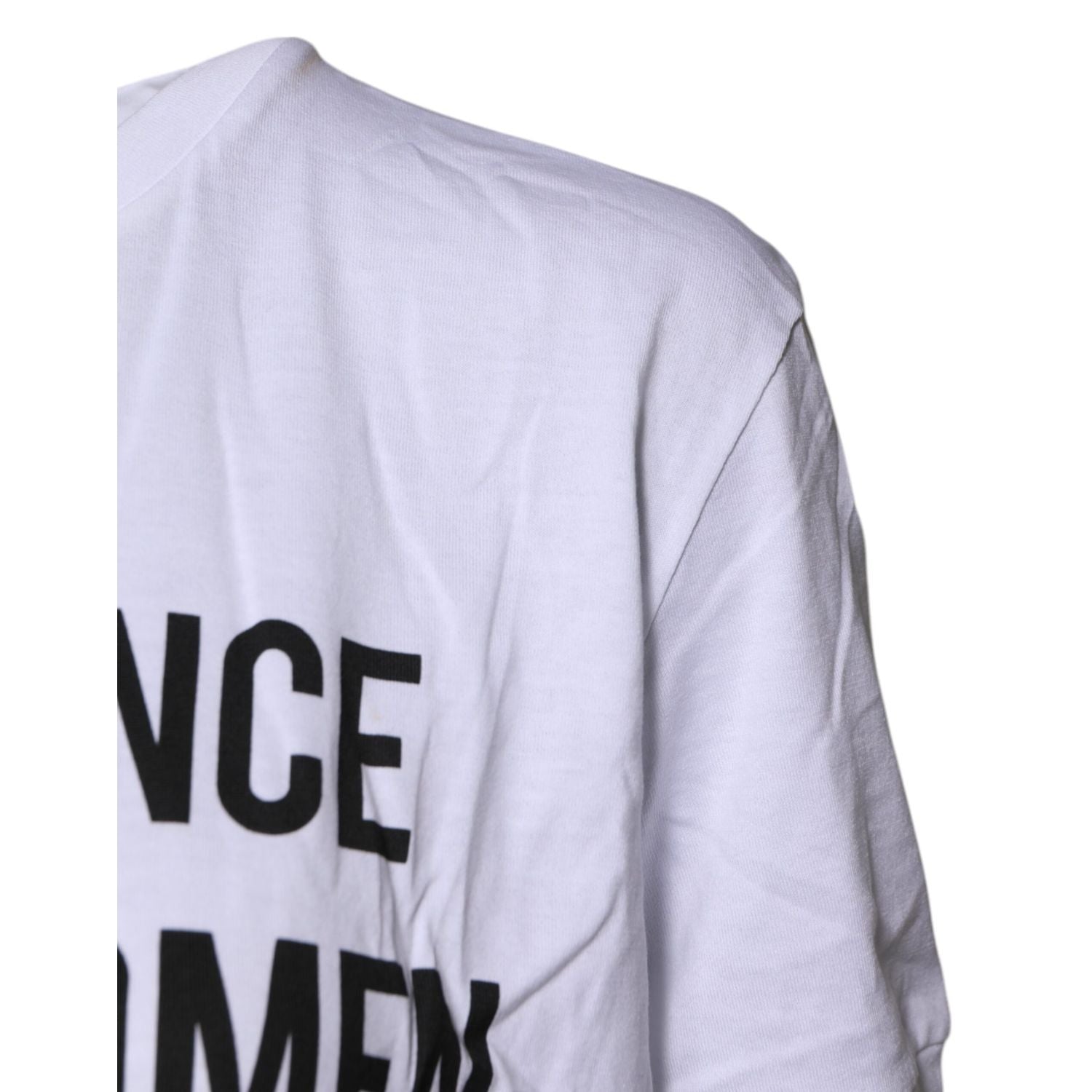 Dolce & Gabbana White Cotton Printed Round Neck Top T-shirt