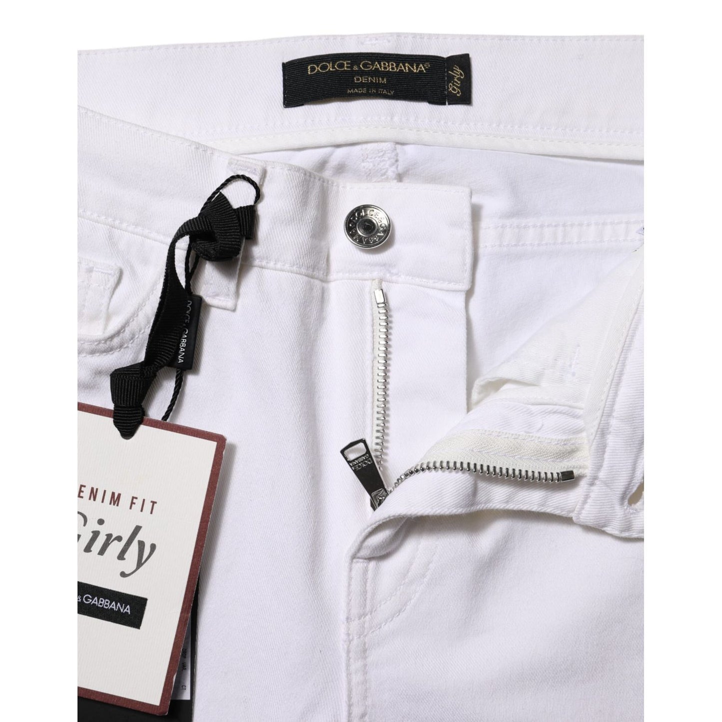 Dolce & Gabbana White Floral Embroidery GIRLY Denim Jeans