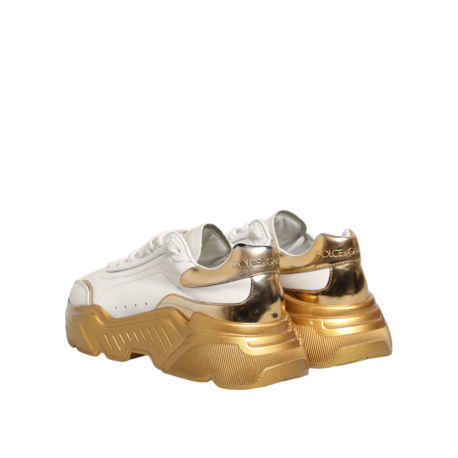 Dolce & Gabbana White Gold DAYMASTER Leather Sneakers Womens Shoes