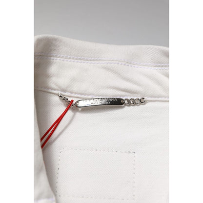 Dolce & Gabbana White Graffiti Cotton Stretch Denim Jacket