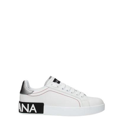 Dolce & Gabbana White Leather Low Top Sneakers