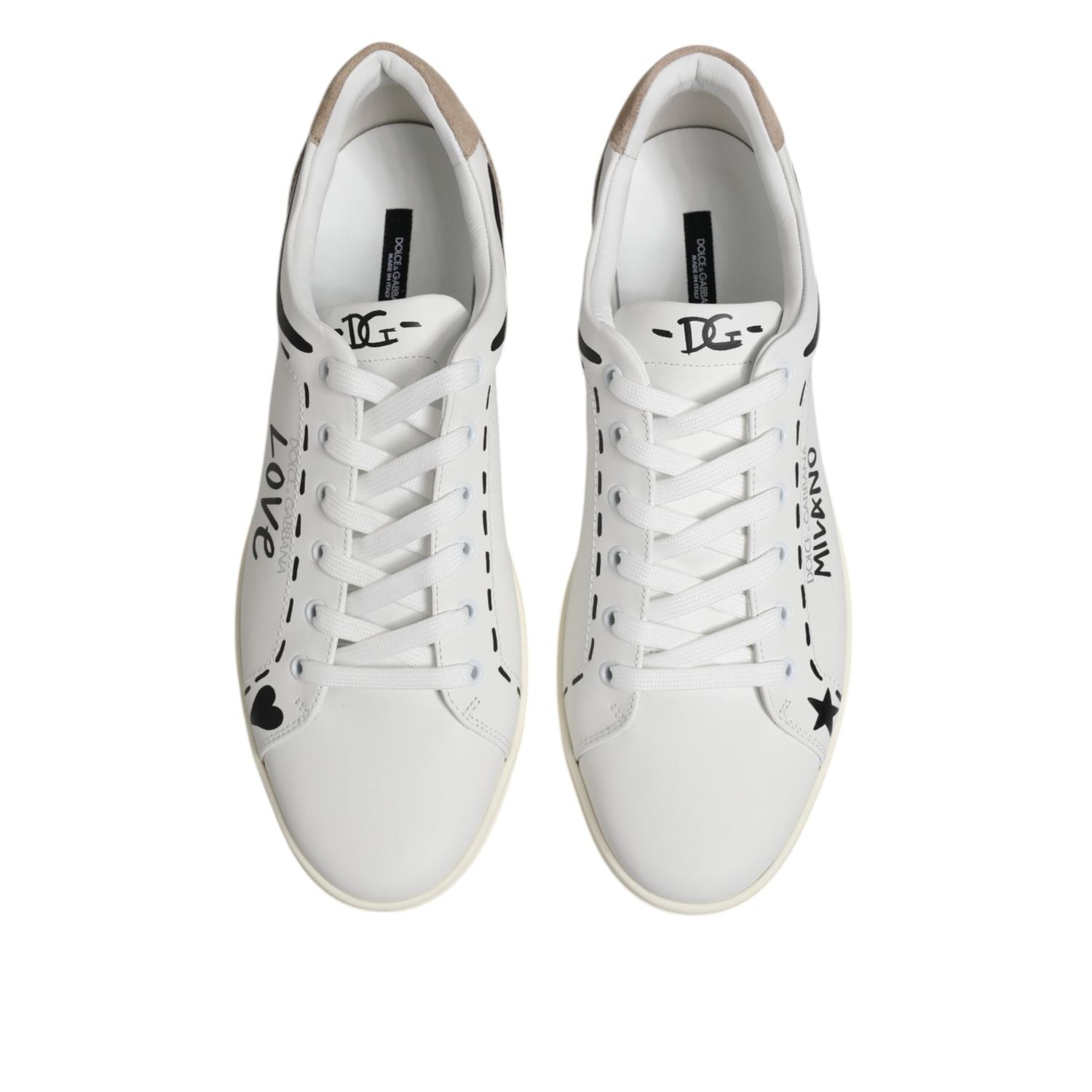 Dolce & Gabbana White Leather MILANO Low Top Sneakers Shoes