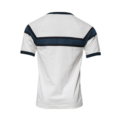 Dolce & Gabbana White Logo Print Cotton Men Crew Neck T-shirt