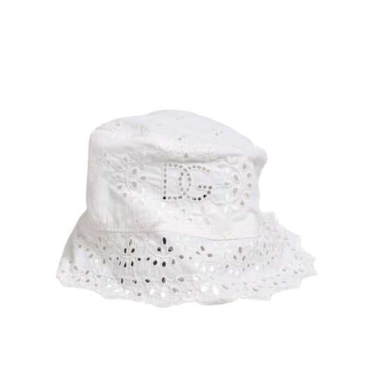Dolce & Gabbana White Nylon Cut Out Bucket Logo Capello Hat Dolce & Gabbana