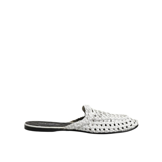 Dolce & Gabbana White Woven Slides MULES Men Sandals Shoes Dolce & Gabbana
