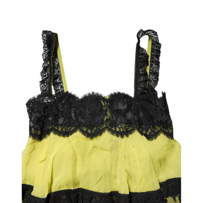 Dolce & Gabbana Yellow Black Babydoll Chemise Lingerie Dress