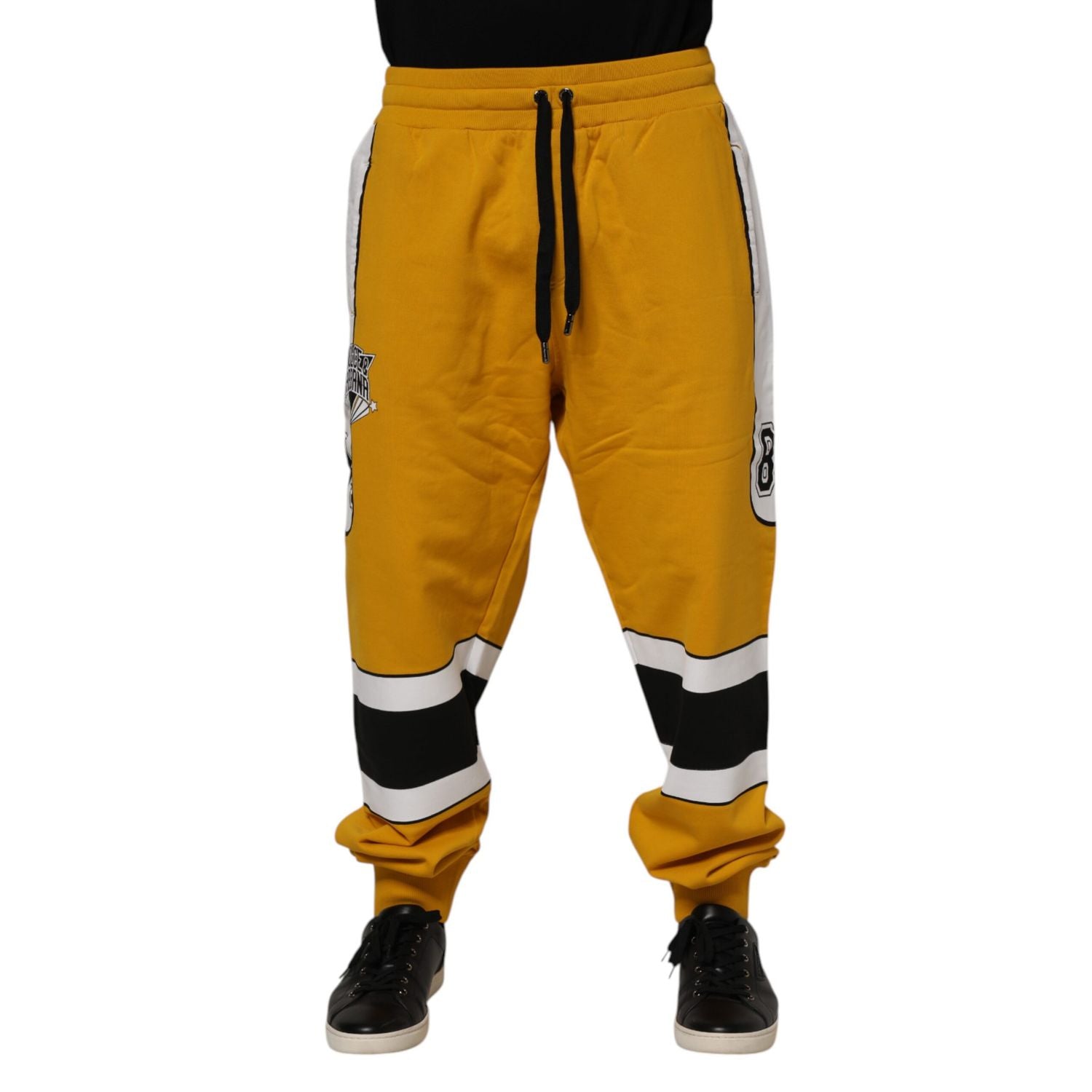 Dolce & Gabbana Yellow Cotton Logo Drawstring Jogger Sweatpants Pants
