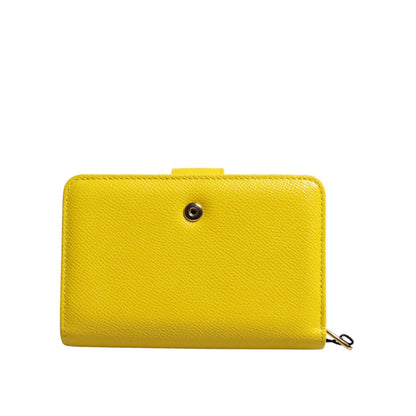 Dolce & Gabbana Yellow Leather Bifold Continental Clutch Wallet