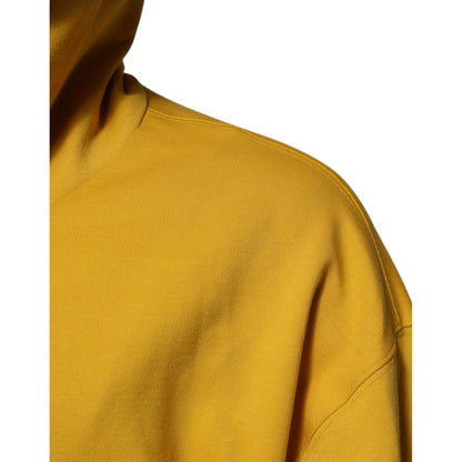 Dolce & Gabbana Yellow Logo Plaque Hooded Full Zip Sweater