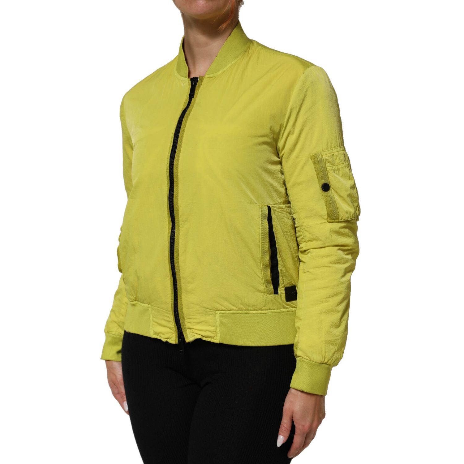 Dondup Yellow Polyamide Zipper Bomber Women’s Jacket
