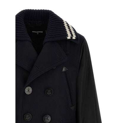 Dsquared² Blue Wool Coat