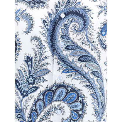 Etro Blue Cotton Pattern Shirt Etro