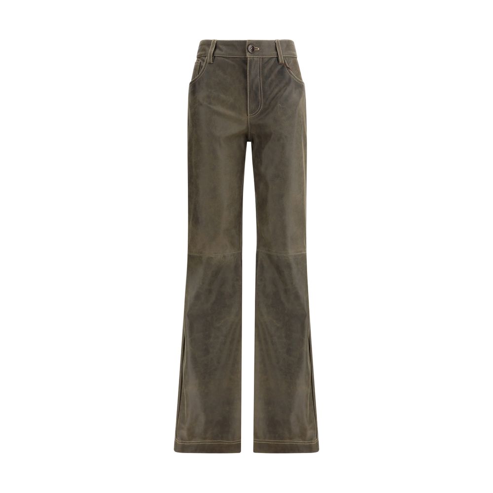 Etro Brown Leather Pants Etro