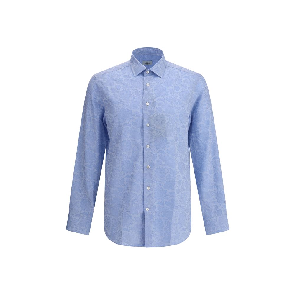 Etro Light Blue Cotton Pattern Shirt Etro
