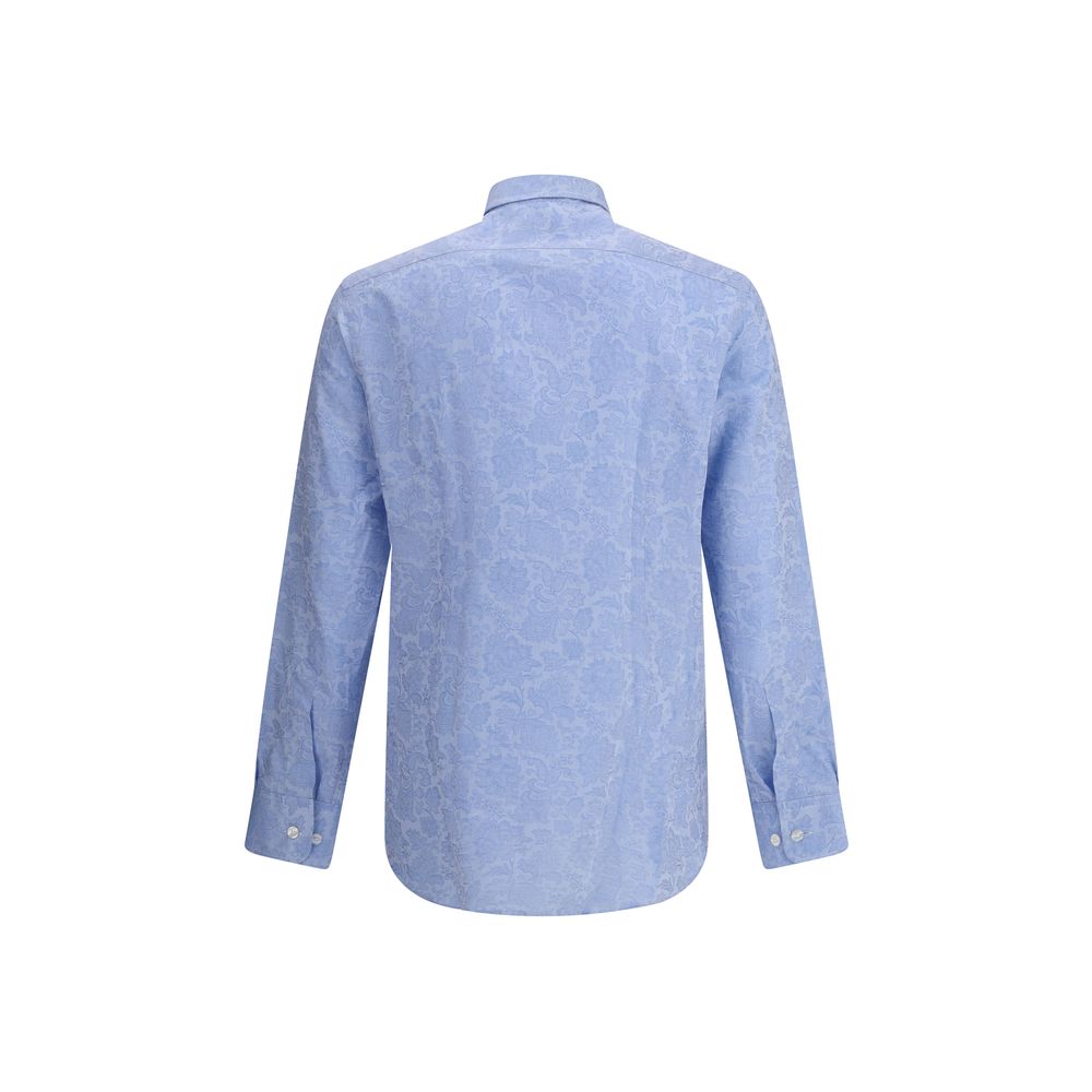 Etro Light Blue Cotton Pattern Shirt Etro