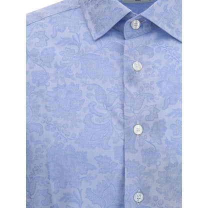 Etro Light Blue Cotton Pattern Shirt Etro