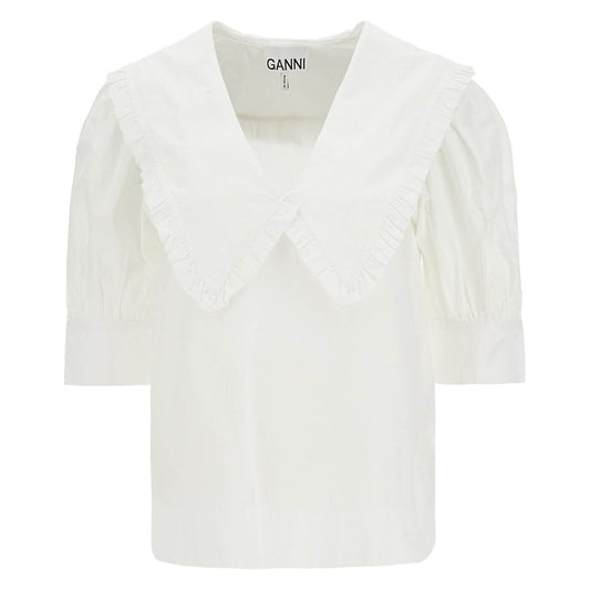 Ganni blouse with exaggerated collar and ruffle Topwear Ganni