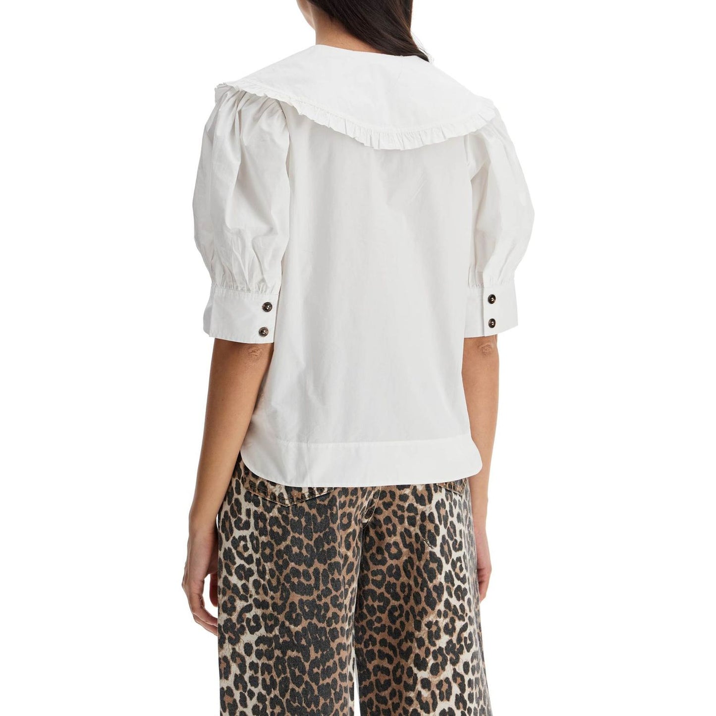 Ganni blouse with exaggerated collar and ruffle Topwear Ganni