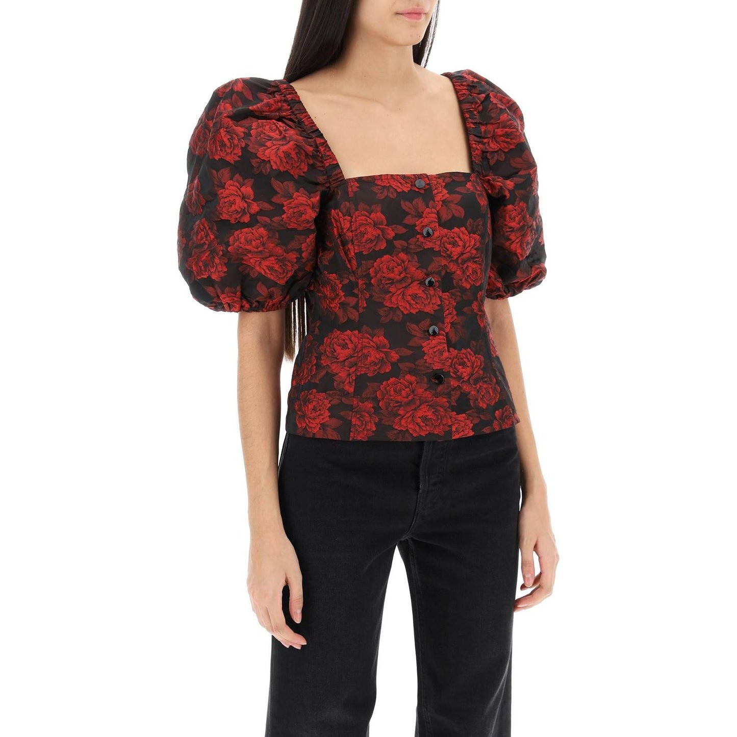 Ganni blouse in floral jacquard Topwear Ganni