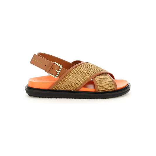 Marni leather and raffia fussbett sandals Sandals Marni