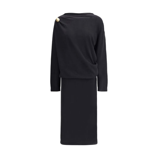 Fabiana Filippi Black Fleece Wool Casual Dress Fabiana Filippi