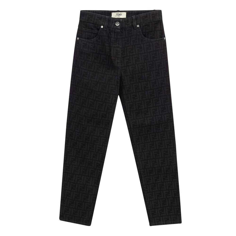 Fendi Black Cotton Slim Fit Jeans Fendi