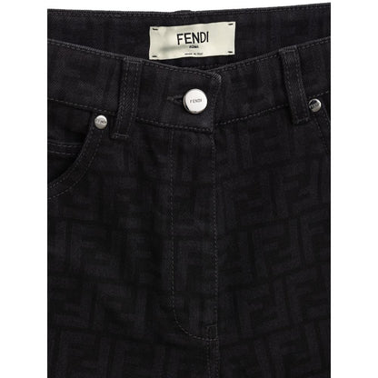 Fendi Black Cotton Slim Fit Jeans Fendi