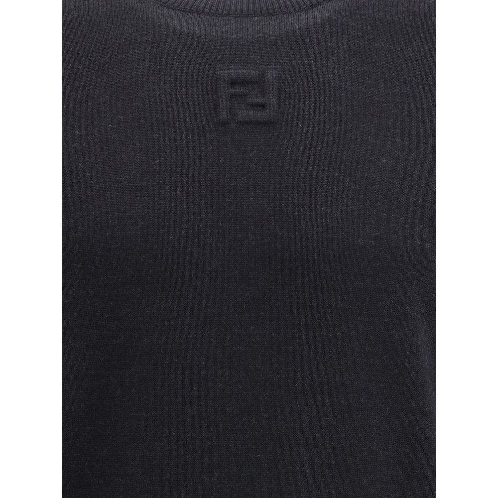 Fendi Black Fleece Wool Sweatshirt Fendi