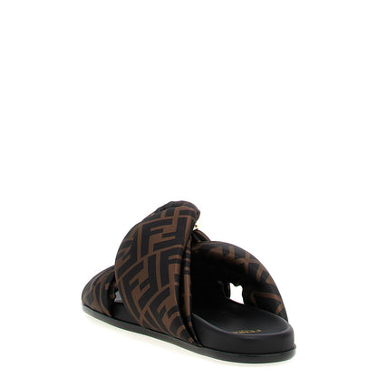Fendi Brown Polyester Slides