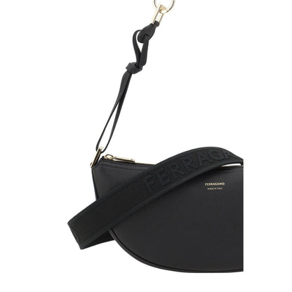 Ferragamo Black Calf Leather Bos Taurus Shoulder Bag Ferragamo