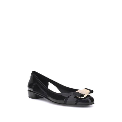 Ferragamo Black Rubber Ballet Flats Ferragamo
