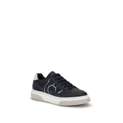 Ferragamo Blue Calf Leather Bos Taurus Low Top Sneakers Ferragamo