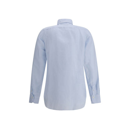 Finamore Light Blue Linen Dress Shirt Finamore