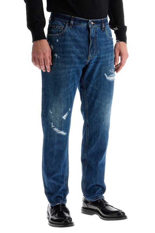 Dolce & Gabbana distressed denim loose fit jeans for men