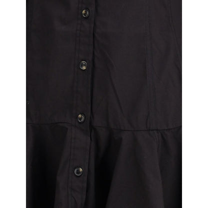 Ganni Black Cotton Casual Dress Ganni