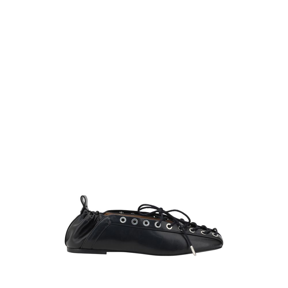 Ganni Black Polyester Ballet Flats Ganni