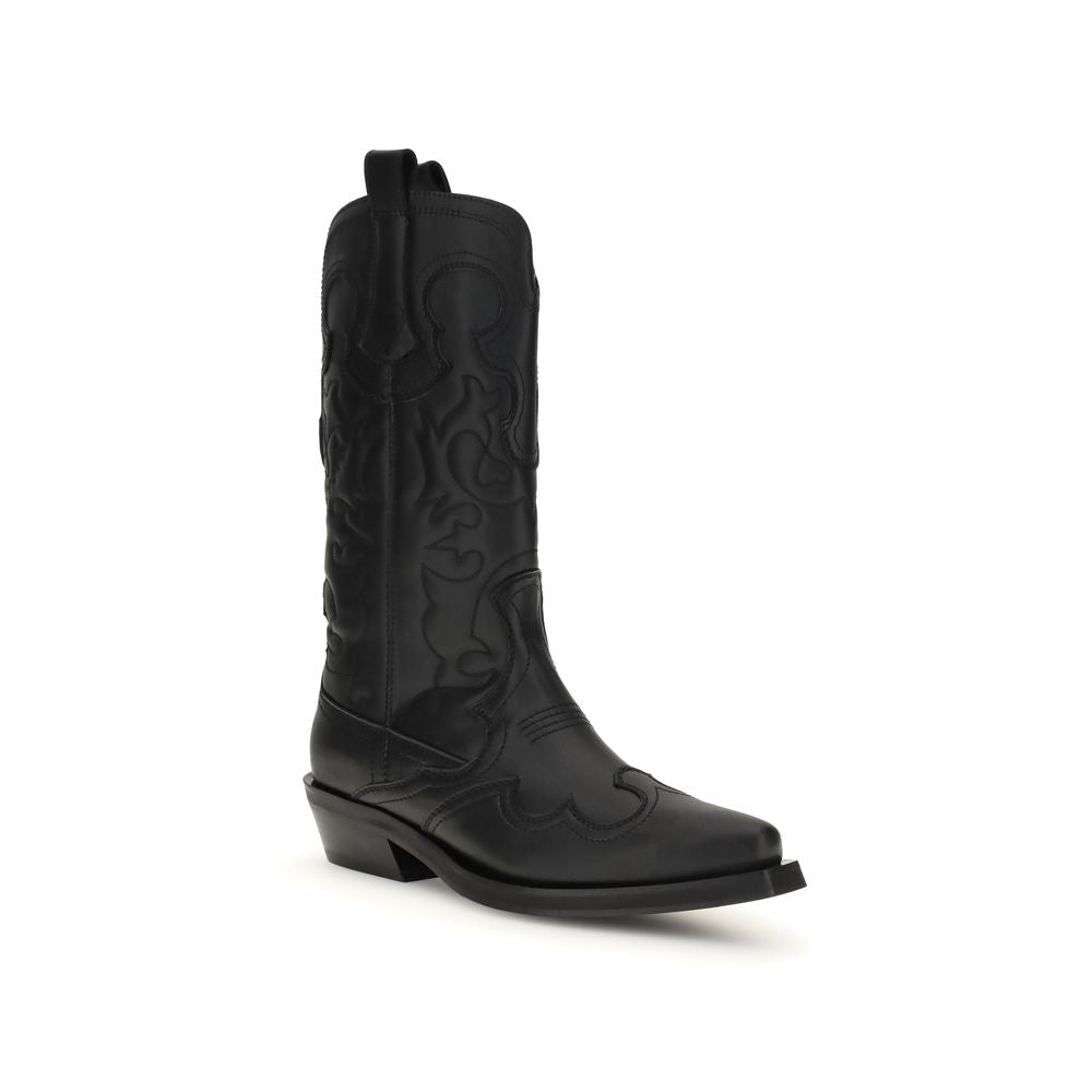 Ganni Black Recycled Leather Boots Ganni