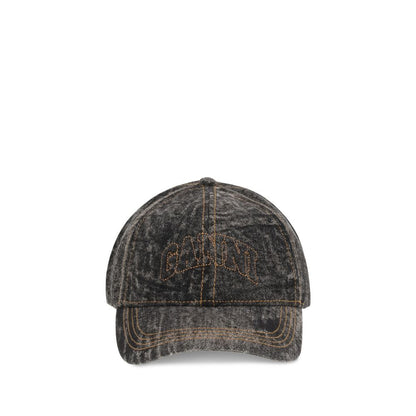 Ganni Gray Cotton Cap (Baseball Hat) Ganni