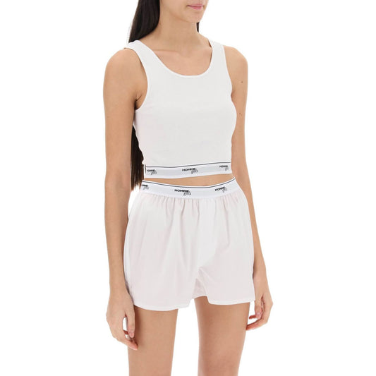 Homme Girls cotton crop top with logo band Topwear Homme Girls