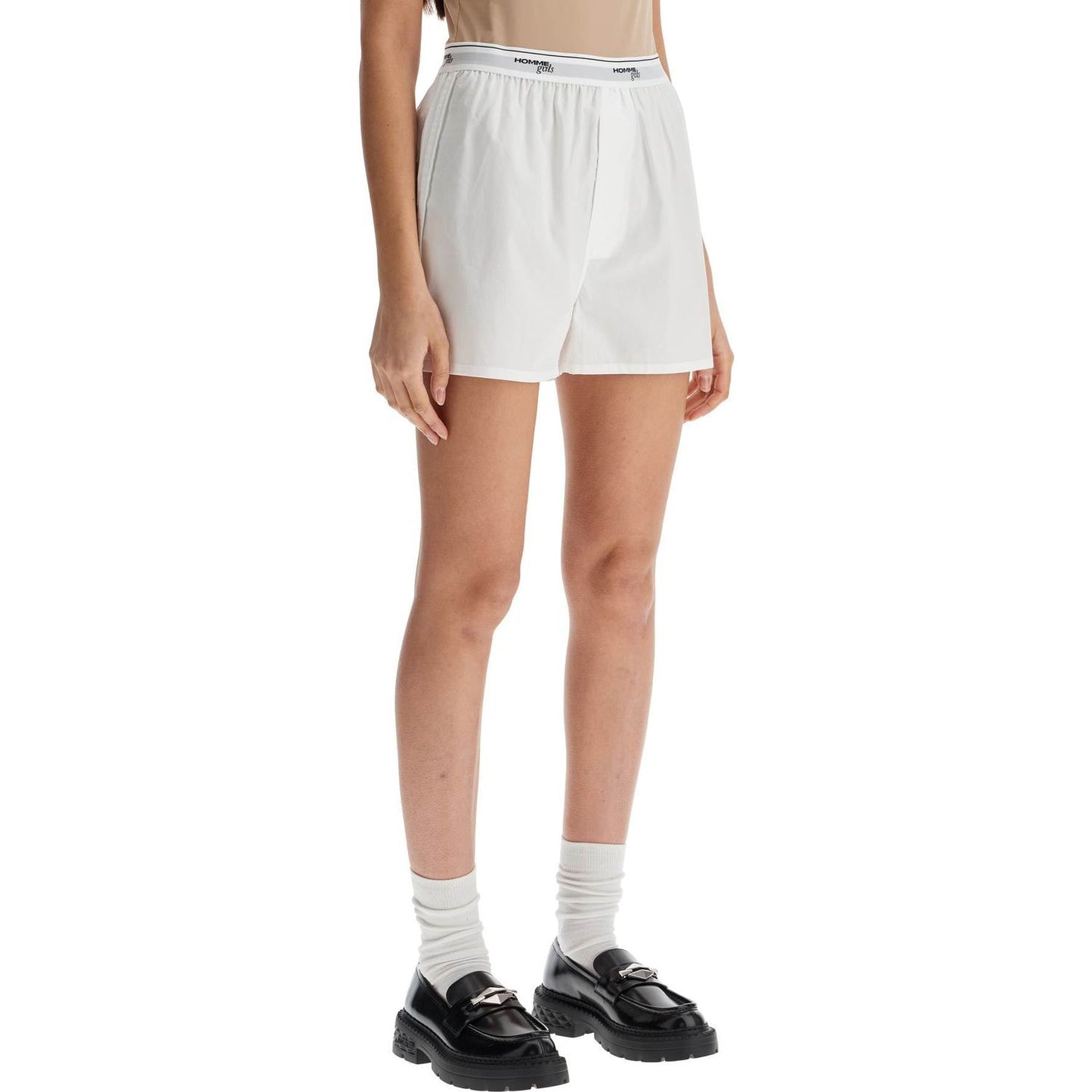 Homme Girls men's high-waisted white cotton boxer