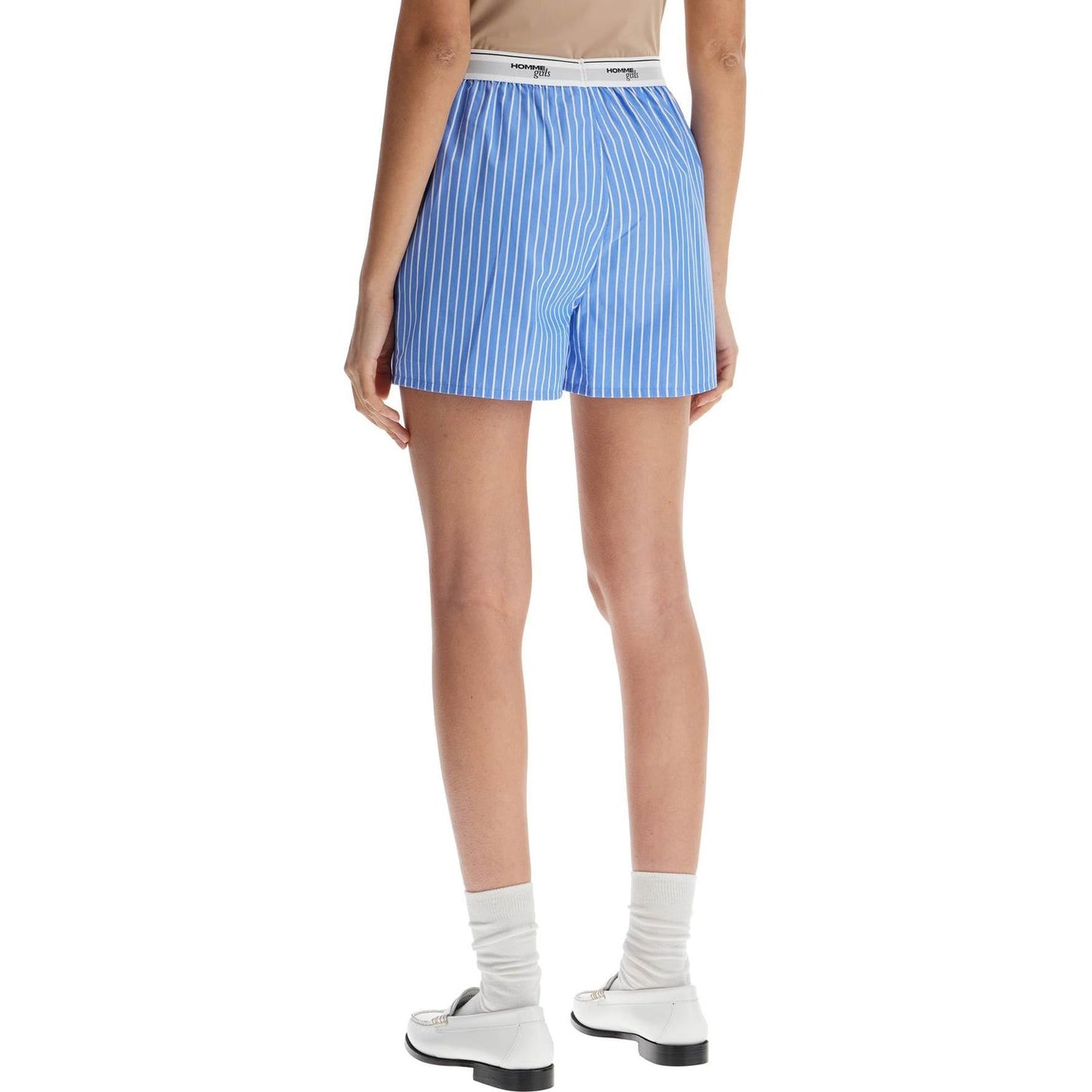 Homme Girls men's boxer 100% cotton blue striped high waist