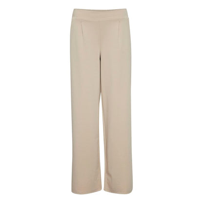 ICHI Beige Recycled Polyurethane Casual Pants ICHI