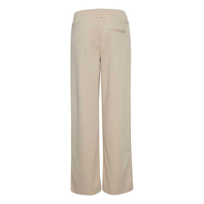 ICHI Beige Recycled Polyurethane Casual Pants ICHI