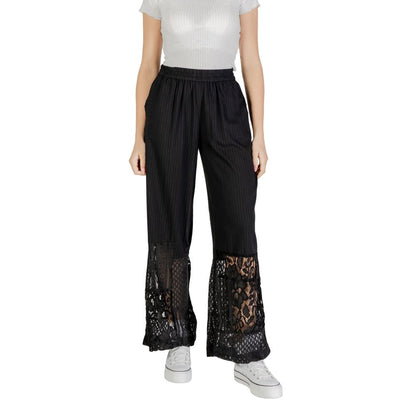 ICHI Black Cotton Pant ICHI